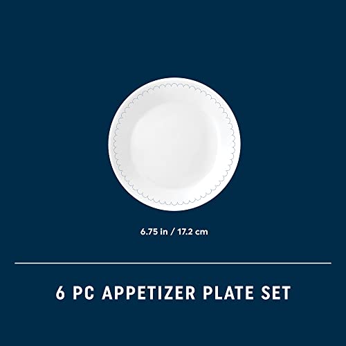 Salad Appetizer Plate Set, 6-3/4-Inch Triple Layer Glass Plates, Winter Frost White E8653