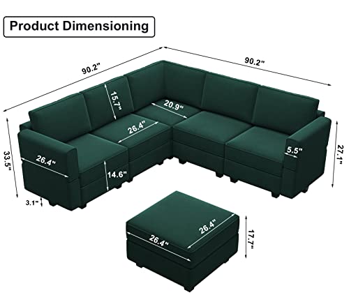 Modular Velvet Sectional Sofa with Chaise Lounge and Storage X4138