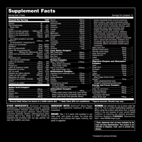 All-in-One Daily Multivitamin Supplement Pack with Zinc, Vitamins C, B, D, and Amino Acids R87661