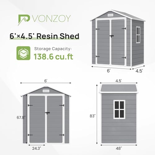 Outdoor Storage Shed with Floor, Lockable Door & Window, Waterproof Tool Shed M47080