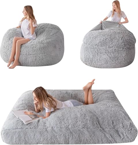 Giant Bean Bag Chair Bed for Adults, Convertible Floor Sofa Mattress R473823