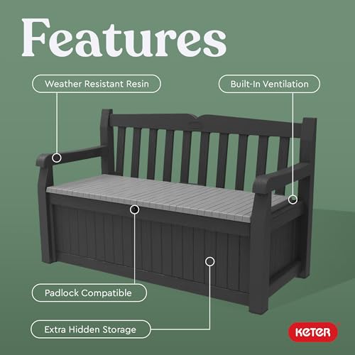 70 Gallon Outdoor Storage Bench Deck Box for Patio and Garden Tools S752