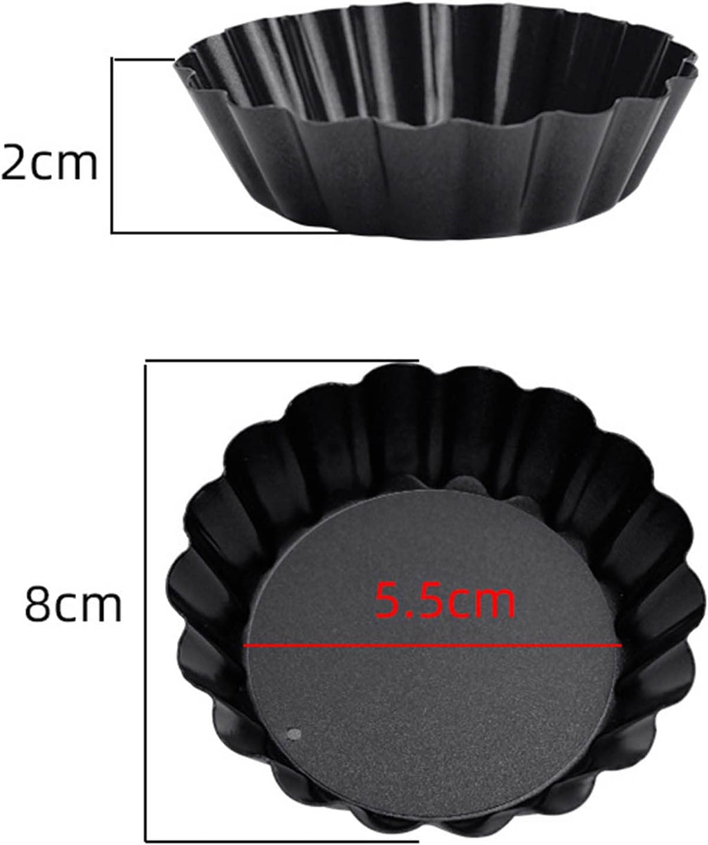 6 pcs 3" Mini Tart Pans Removable Bottom, Carbon Steel Baking Tool I38034