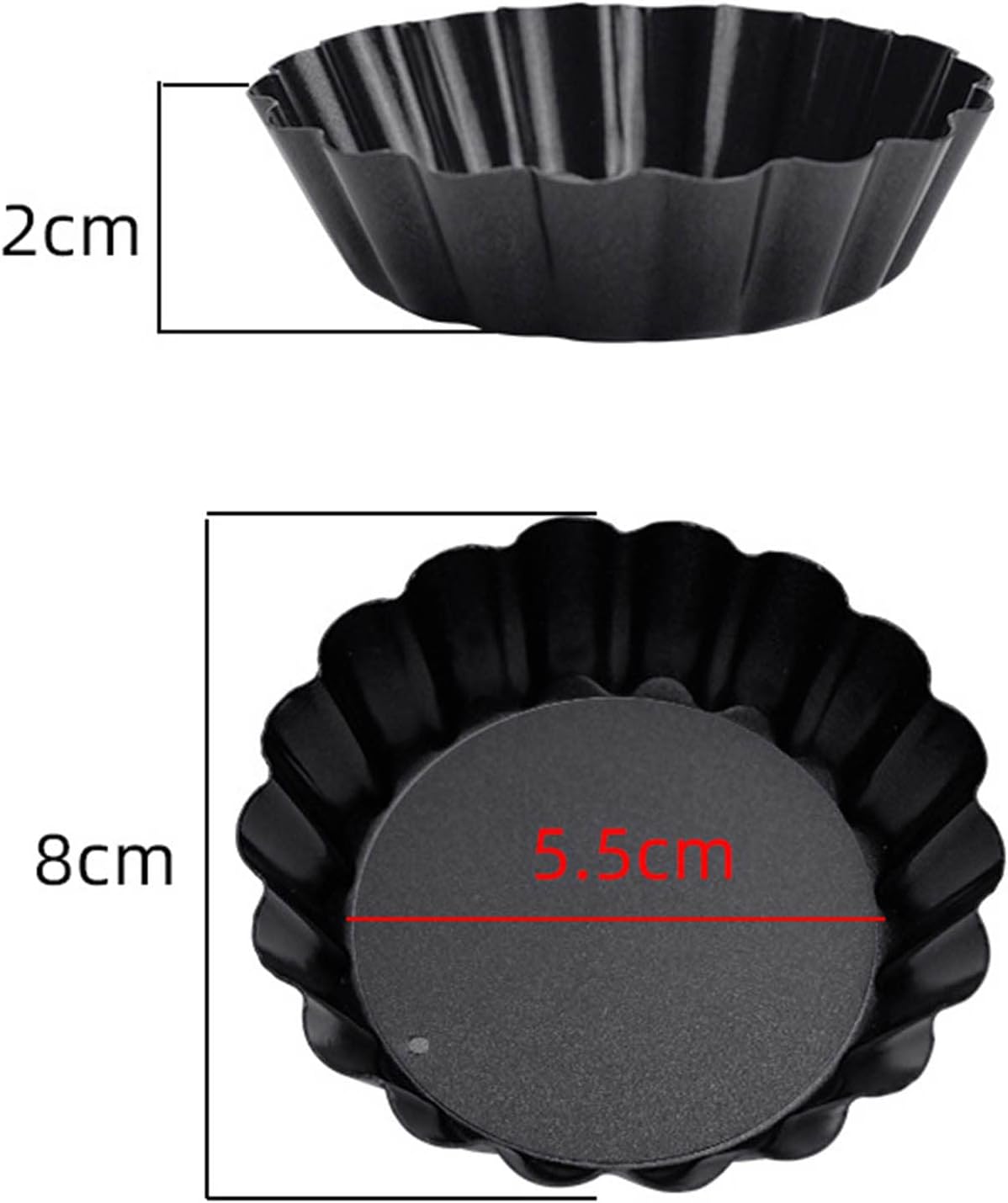 6 pcs 3" Mini Tart Pans Removable Bottom, Carbon Steel Baking Tool I38034