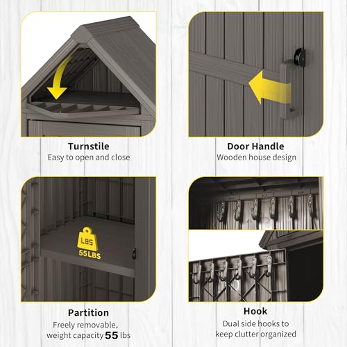 Outdoor Resin Storage Shed with Removable Shelves and Lock X97920