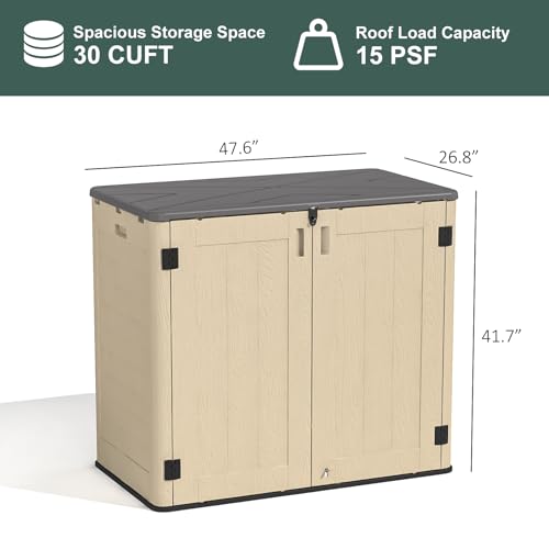 60 Cu.Ft Vertical Outdoor Storage Shed, All-Weather Resin Cabinet with Lockable Floor I975