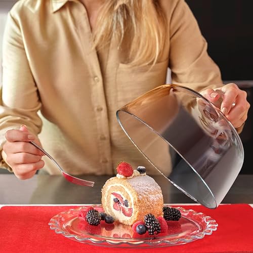 Glass Cake Stand with Dome, 10 Inch Serving Platter E2997