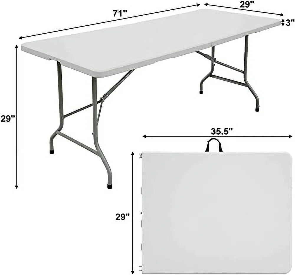 6ft Bi-Fold Folding Table Portable Plastic Indoor Outdoor Picnic Party Dining Camp Table U445