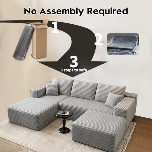 Modular Sectional Sofa with Ottoman, U-Shaped Deep Seat Couch for Living Room O870