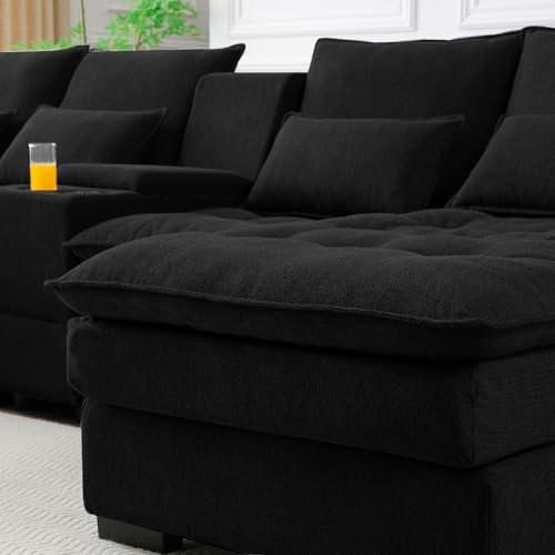 Modular Sectional Sofa with Ottoman, U-Shaped Lounge Couch H930