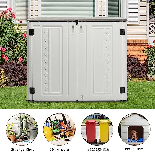 Outdoor Storage Shed, Resin Cabinet with Lockable Weatherproof Design O6489