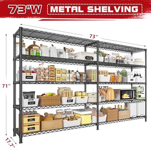 Metal Storage Shelving Unit 5-Tier Heavy Duty Adjustable Wire Shelves F25196