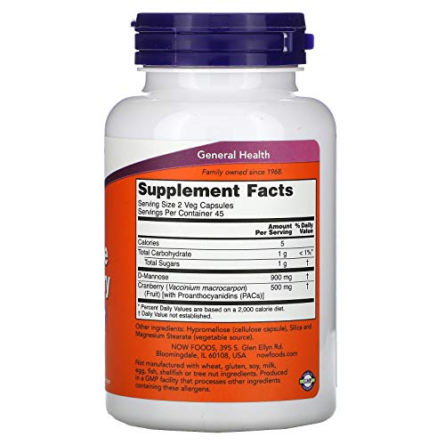 Mannose Cranberry Urinary Tract Health Supplement, 90 Veg Capsules A40878