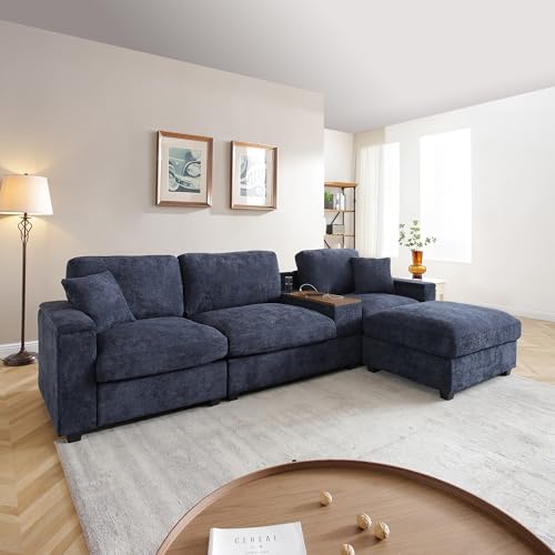 Modular Sectional Sofa with Ottoman, U-Shaped Lounge Couch H930