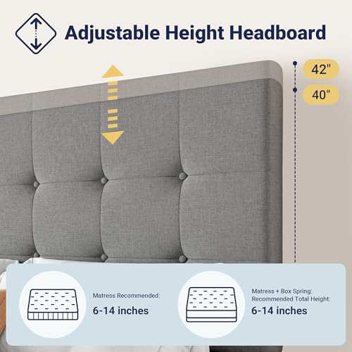 Upholstered Queen Platform Bed Frame with 4 Storage Drawers and Headboard G724955