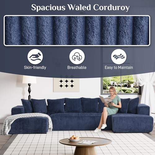Modular Sectional Sofa with Chaise Lounge, Corduroy Memory Foam, Black Z82307