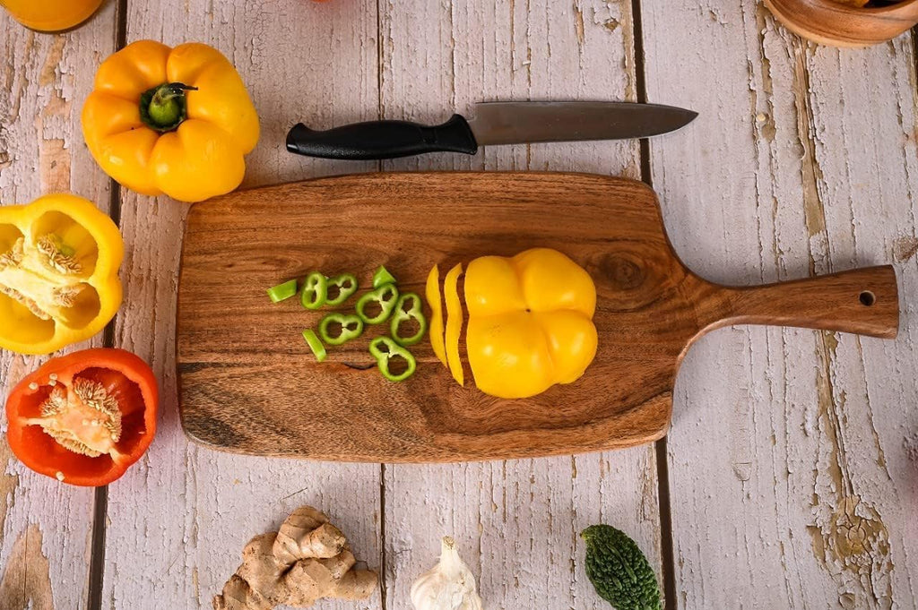 Acacia Wood Cutting Board for Kitchen Chopping and Serving, 17 by 7 Inches O22631