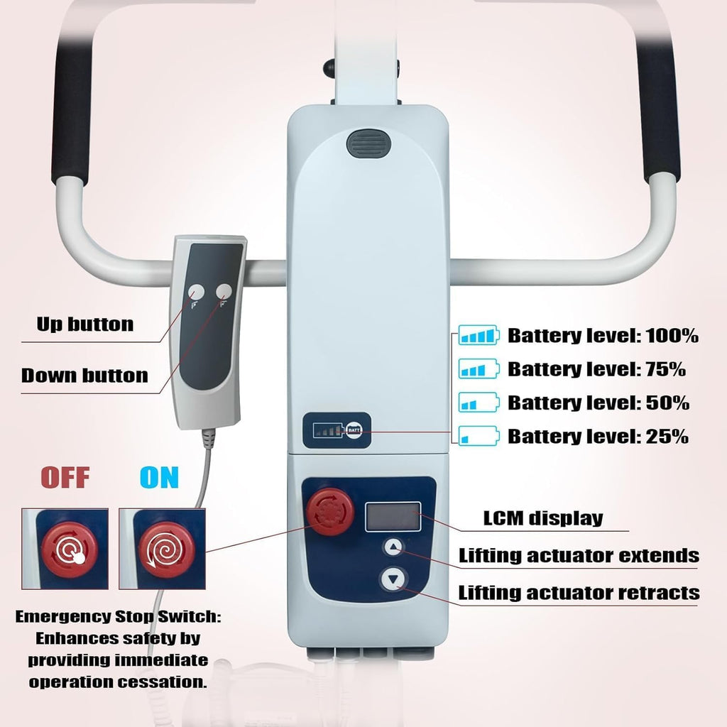 Foldable Electric Patient Transfer Lift with 2 Slings, 500 lbs Capacity J456850
