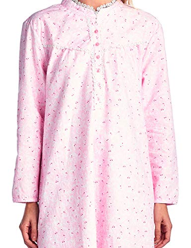 Women's Flannel Floral Long Sleeve Nightgown K416