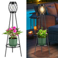 Solar Lights Outdoor with Plant Stands, Metal Tripod Patio Lamp B77585
