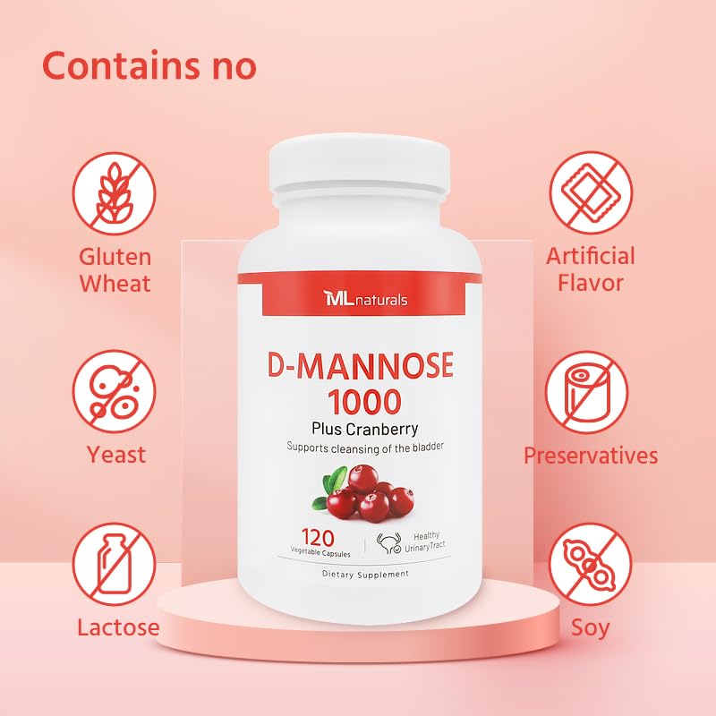 D-Mannose 1000 mg with Cranberry, 120 Vegetable Capsules L849
