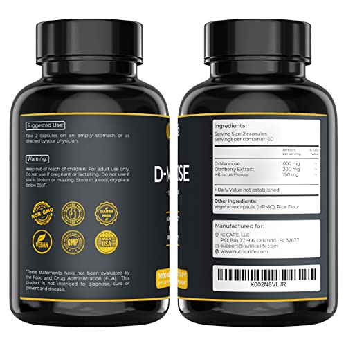 D-Mannose 1000mg Capsules with Cranberry and Hibiscus Extract U6730