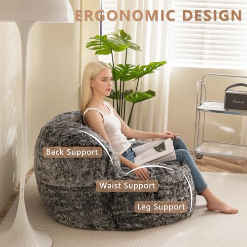 Giant Faux Fur Bean Bag Chair for Adults with Filler T74545