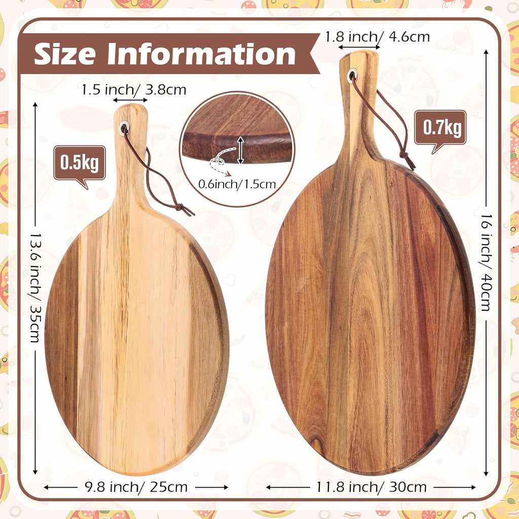 Acacia Wood Cutting Board with Handle, 2 Sizes for Serving Z991340