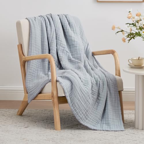 Love's cabin 6 Layer Cotton Muslin Blanket, 100"x80" Muslin King Size Blanket for Bed Couch, Sage Green King Muslin Blanket, Cotton Gauze Blanket for Adult, Lightweight and Breathable Blanket