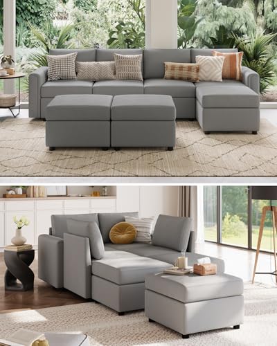 Modular Sectional Sofa with Storage, U Shaped Couch, Blue Y4358