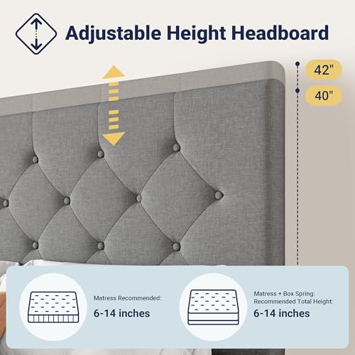Upholstered Queen Platform Bed Frame with 4 Storage Drawers and Headboard G724955