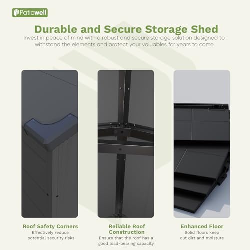 6 x 8 FT Plastic Outdoor Storage Shed with Floor and Lockable Door D7513