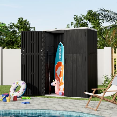 Outdoor Vertical Storage Shed, 57 Cu.ft, Waterproof, Lockable, Brown G868262