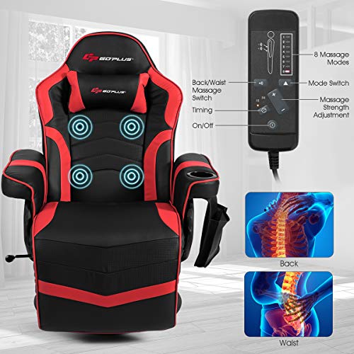 Massage Gaming Chair with Adjustable Backrest and Footrest G669073
