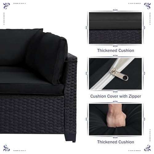 Outdoor Sectional Sofa Set with Cushions and Glass Coffee Table T1708