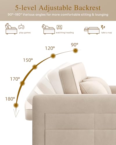 Convertible Sofa Bed 3-in-1 Sleeper with Adjustable Backrest I87565