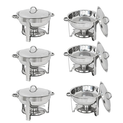 Stainless Steel Chafing Dish Set 5 Qt Round Buffet Warmer with Food Pan and Lid E92433