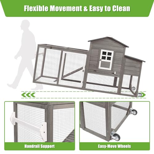 Wooden Chicken Coop with Nesting Box, Waterproof Roof, Removable Tray D22794