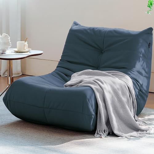 Bean Bag Chair for Adults, Suede & Microfiber Corner Lounge Sofa, 3-Seater, Beige F9802