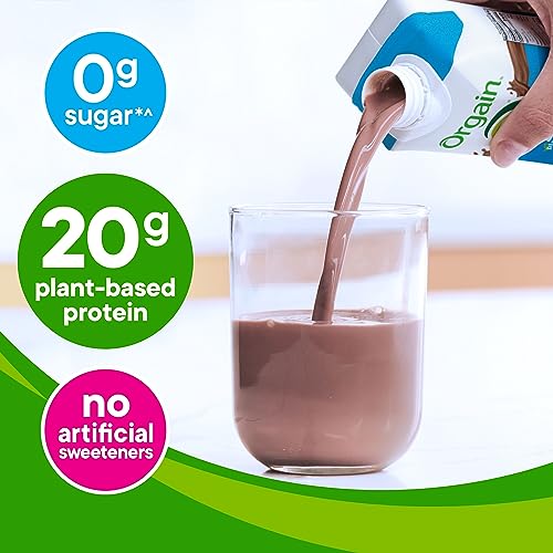 Organic Vegan Protein Shake, Creamy Chocolate, 20g Plant Based Protein, 11 Fl Oz (Pack of 12) D414668