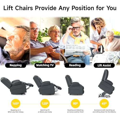 Power Lift Recliner Chair for Elderly with Heat and Massage, Adjustable Positions, Dark Brown P618617