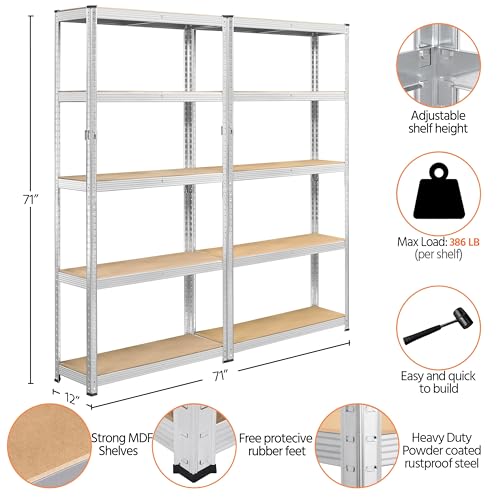 5-Tier Adjustable Metal Shelving Unit for Garage, Pantry, and Warehouse M7734
