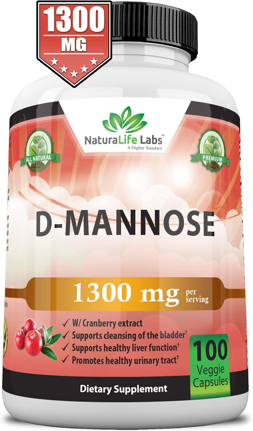 D-Mannose 1,300 mg with Cranberry Extract, 100 Veggie Capsules F8854