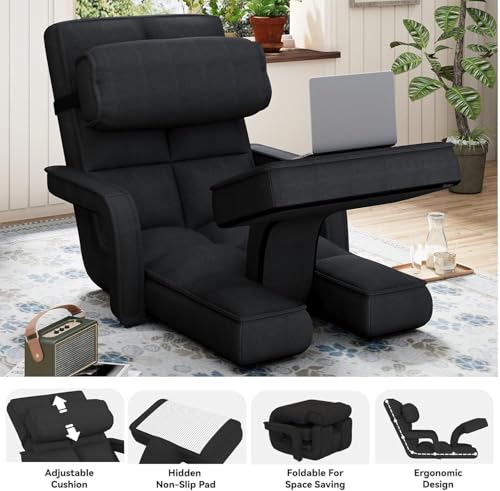 Folding Floor Chair with Adjustable Backrest, Portable Recliner Seat for Adults N6716