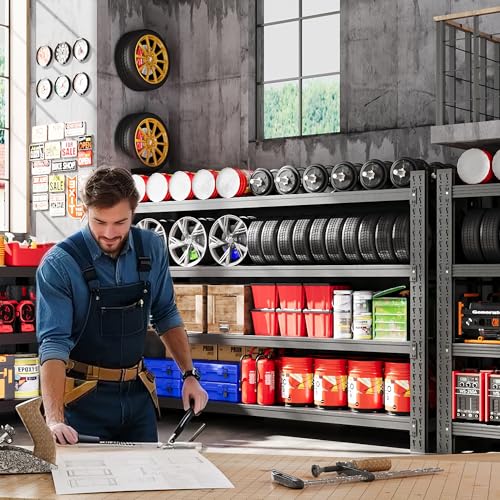 Heavy Duty 4-Tier Metal Garage Shelving Unit, Adjustable Steel Storage Rack D5378