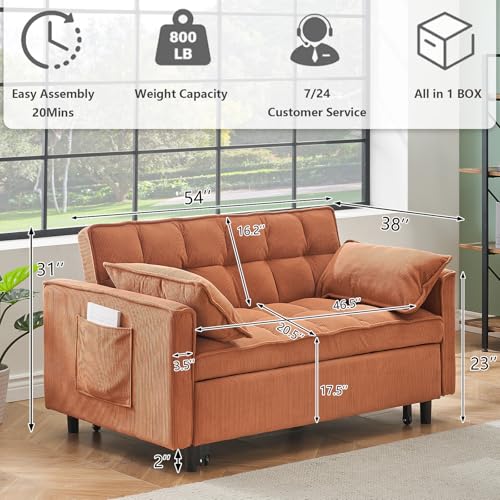 Convertible Sleeper Sofa Bed with Pull-Out Bed and Adjustable Backrest V521