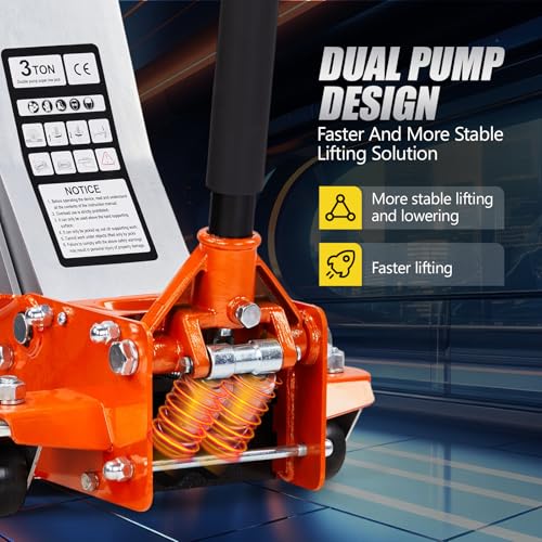 3 Ton Low Profile Floor Jack with Hydraulic Lift L3424
