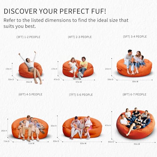 Bean Bag Chair for Adults 3FT, Soft Removable Cover, Light Gray X3039