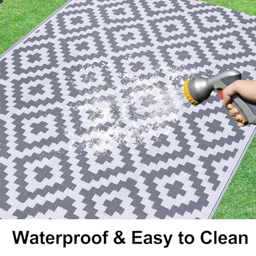 Waterproof Outdoor Rug 5x8 ft, Reversible Plastic Straw Patio Mat Z2613