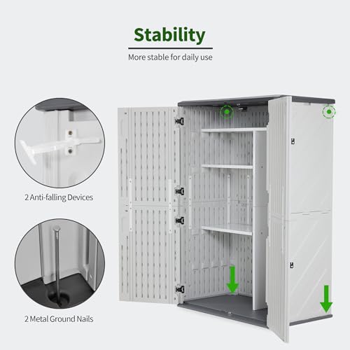 Plastic Storage Shed 4.3 x 2.5 ft, Waterproof Outdoor Cabinet with Floor L995